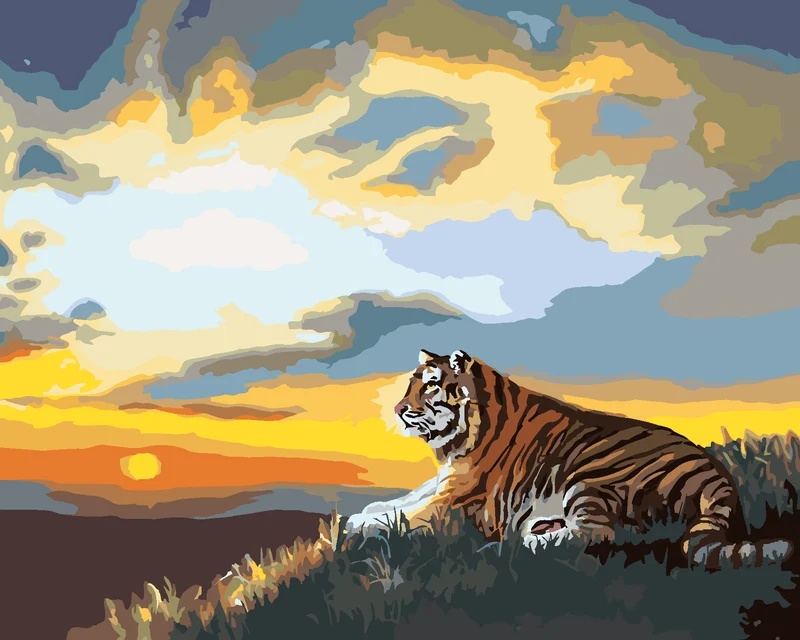 Diamond painting - TIGER UND SONNENUNTERGANG (D. RUSTY RUST)
