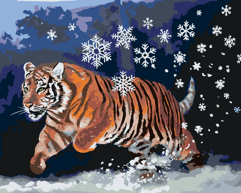 Diamond painting - TIGER UND SCHNEEFLOCKEN (D. RUSTY RUST)