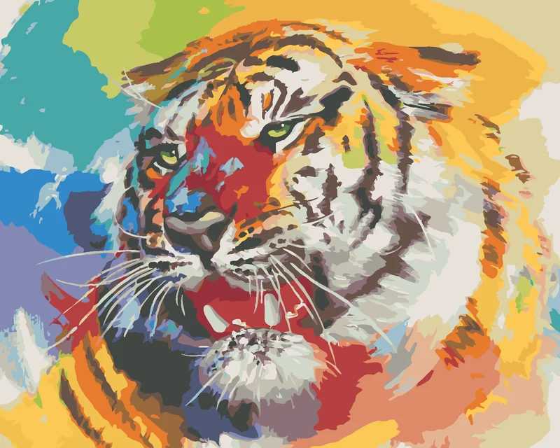 Diamond painting - TIGER MIT FARBEN ANBLICK (D. RUSTY RUST)