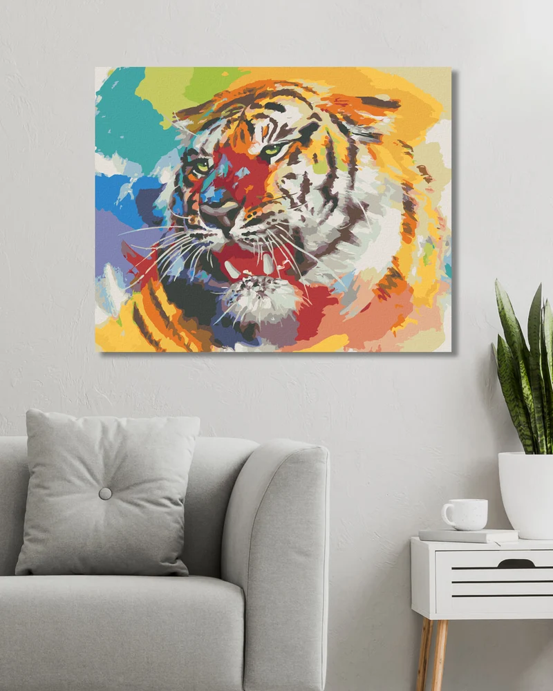 Diamond painting - TIGER MIT FARBEN ANBLICK (D. RUSTY RUST)