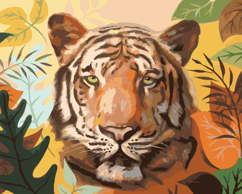 Diamond painting - TIGER UND BLÄTTER (D. RUSTY RUST)