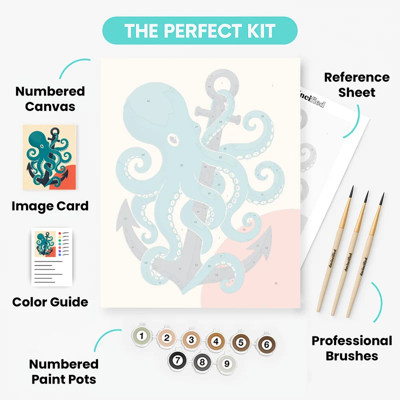Octopus & Anchor Embrace - Paint by Numbers Kit