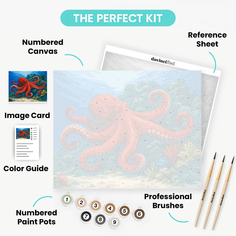 Crimson Reef Octopus - Paint by Numbers Kit