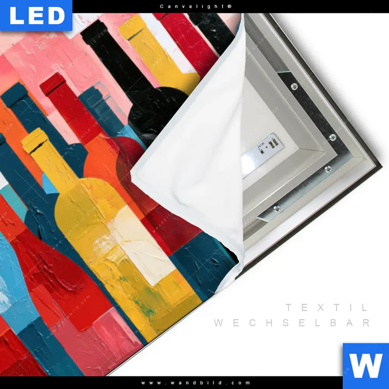 Canvalight® Leuchtbild | Bunte Weinvielfalt | Querformat
