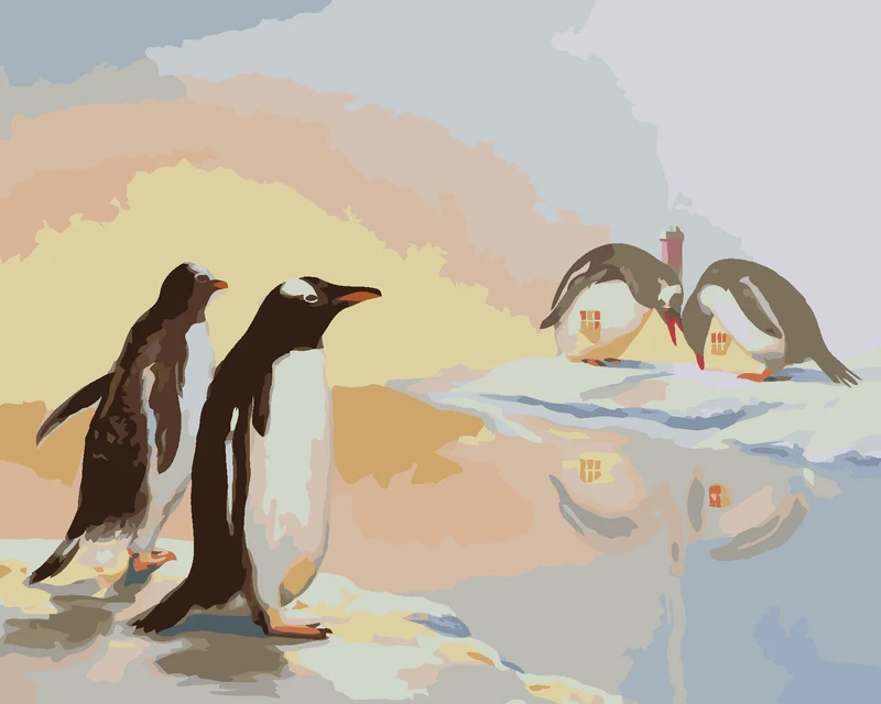 Diamond painting - PINGUINE UND HÜTTE (D. RUSTY RUST)