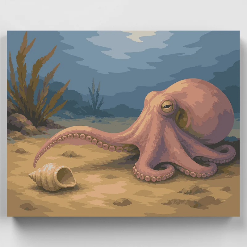 Octopus Reaching Shell - Paint by Numbers Kit