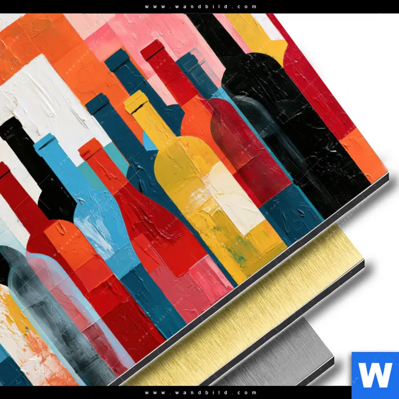 Aluminiumbild gebürstet | Bunte Weinvielfalt | Rund