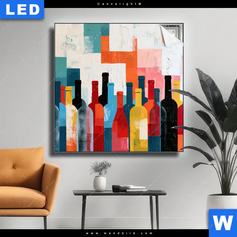 Canvalight® Leuchtbild | Bunte Weinvielfalt | Quadrat