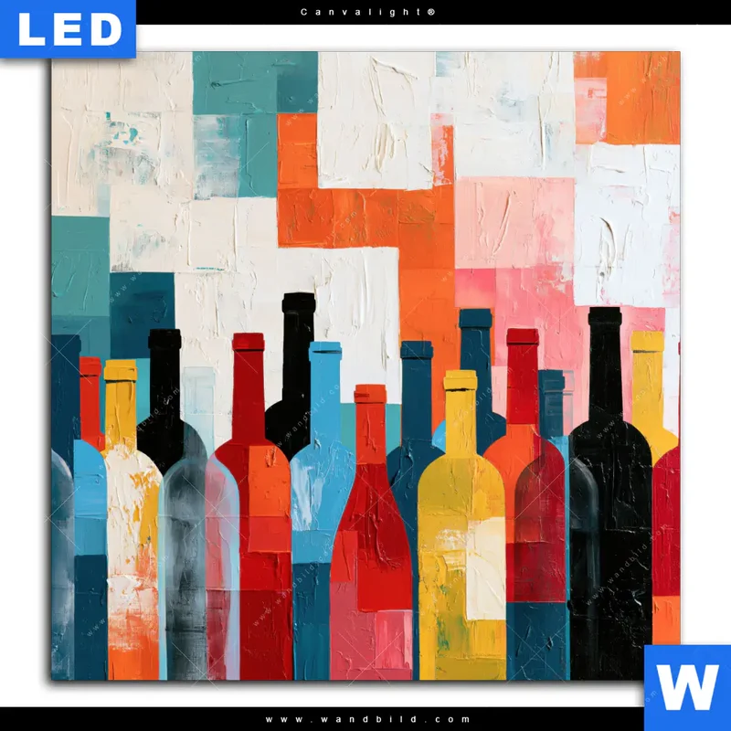 Canvalight® Leuchtbild | Bunte Weinvielfalt | Quadrat