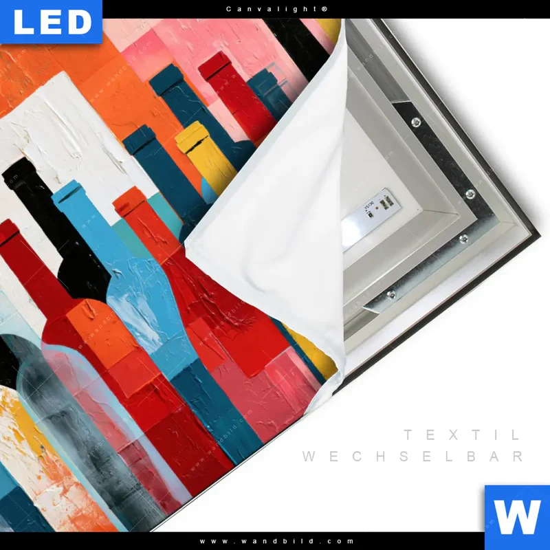 Canvalight® Leuchtbild | Bunte Weinvielfalt | Quadrat