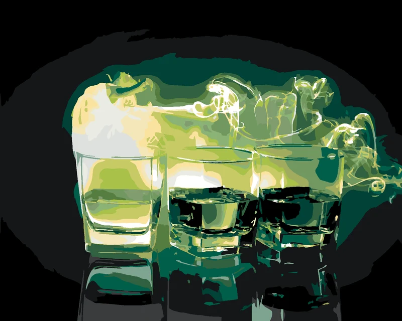 Diamond painting - DREI GLÄSER MIT GRÜNEM ABSINTH