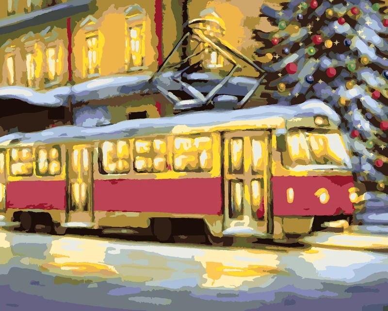 Diamond painting - STRASSENBAHN MIT WEIHNACHTSBAUM