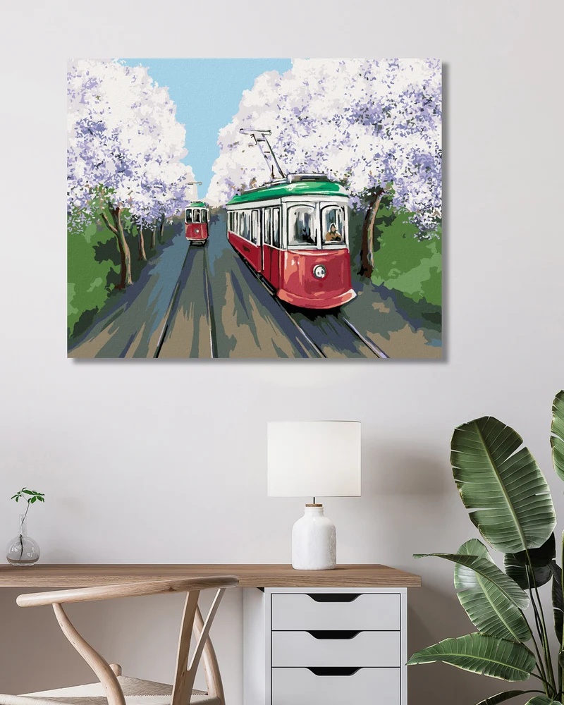Diamond painting - STRASSENBAHNEN IN DER KIRSCHENALLEE