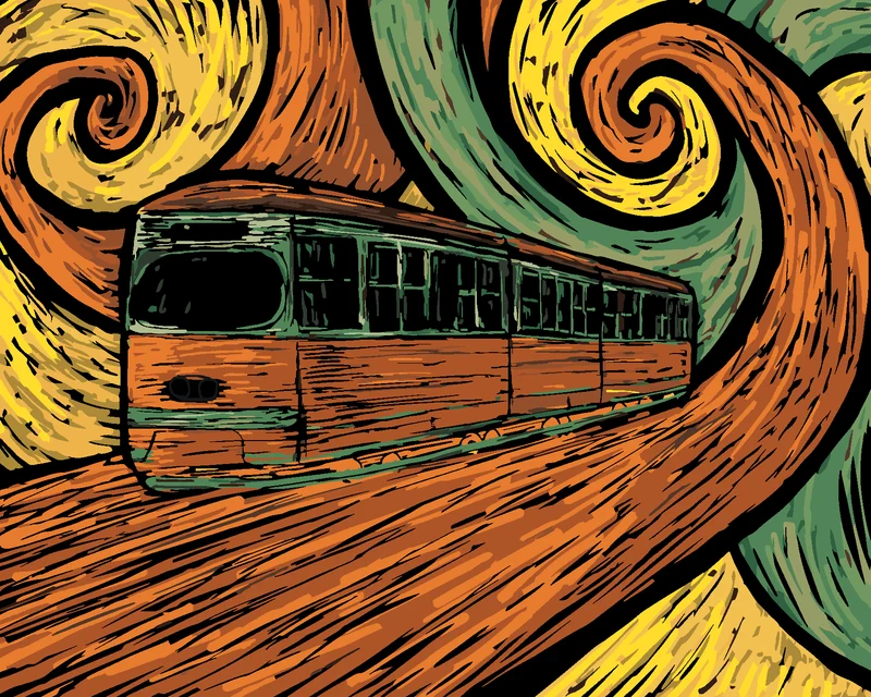 Diamond painting - STRASSENBAHN IM IMPRESSIONISTISCHEN STIL