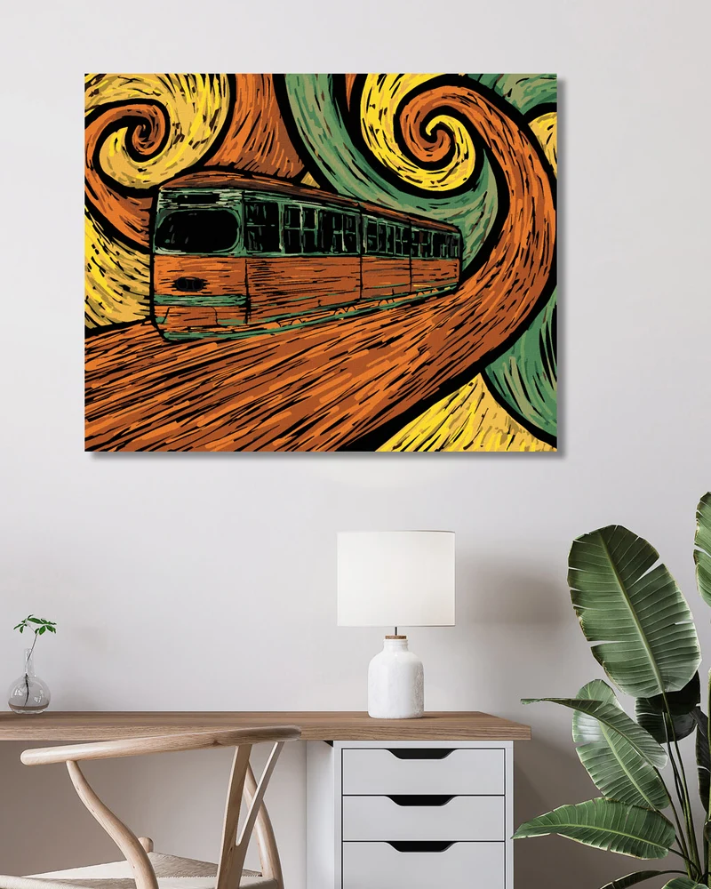 Diamond painting - STRASSENBAHN IM IMPRESSIONISTISCHEN STIL