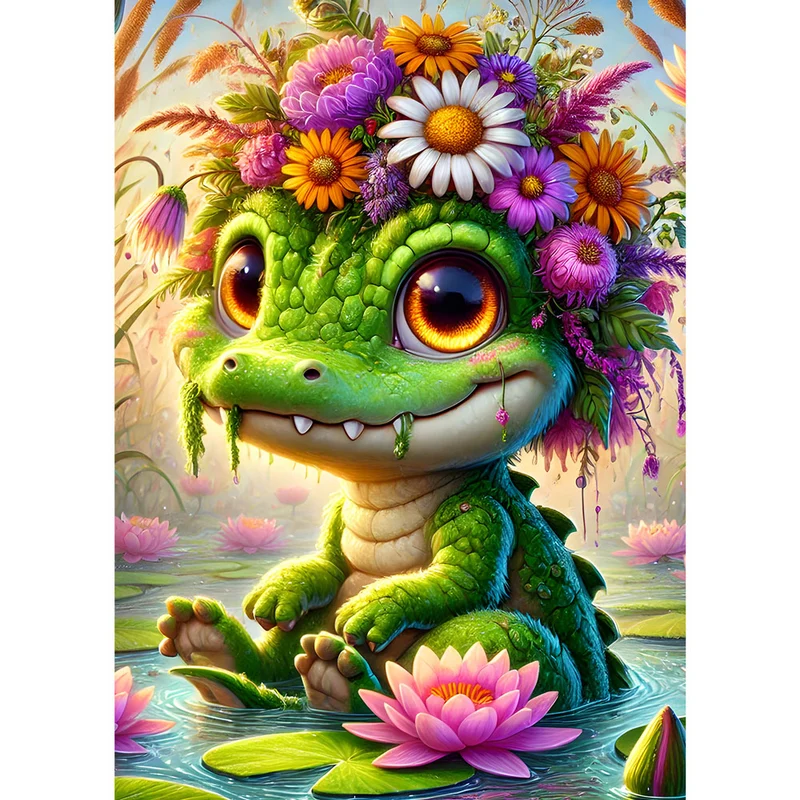 5D Diamond Painting – Seerosenprinz Kroko