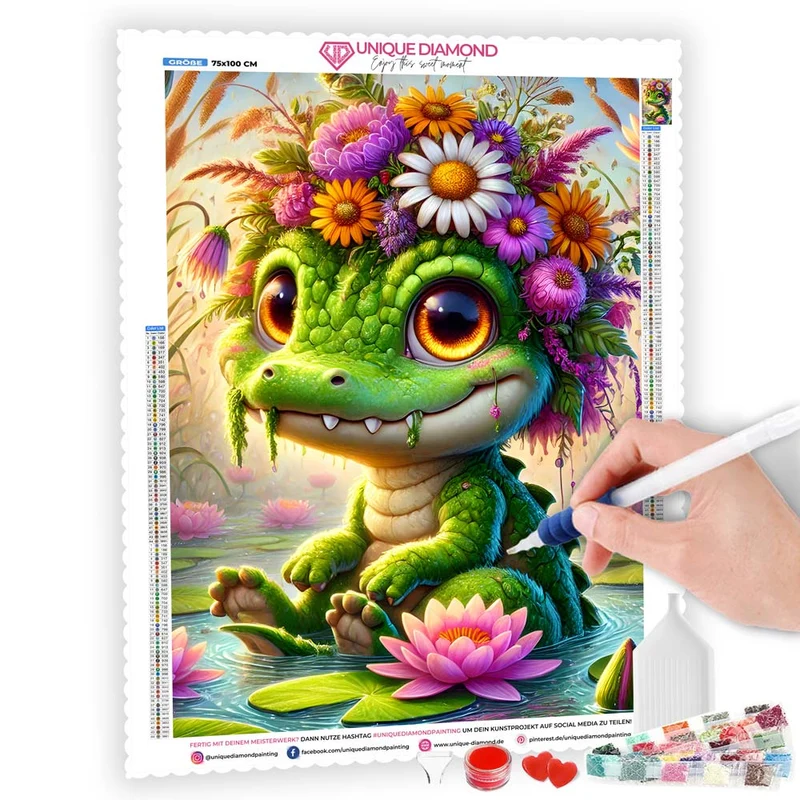 5D Diamond Painting – Seerosenprinz Kroko