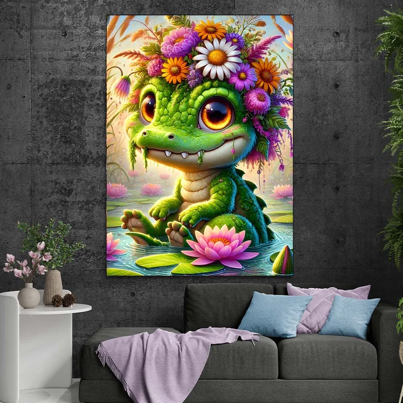 5D Diamond Painting – Seerosenprinz Kroko