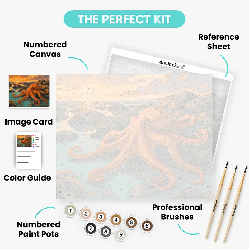Sunset Tide-Pool Octopus - Paint by Numbers Kit