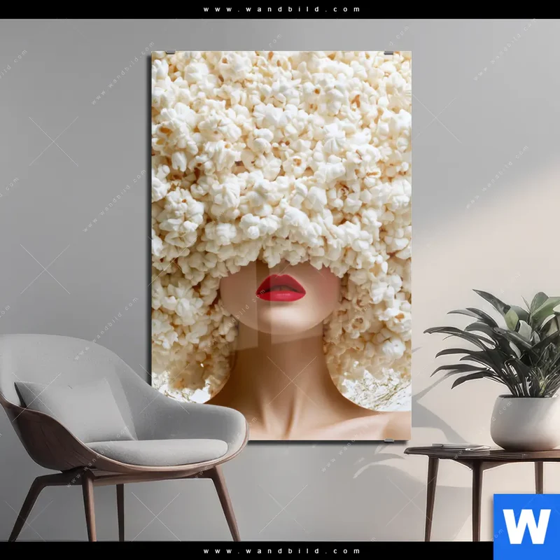 Acrylglasbild | Crazy Popcorn Hair | Hochformat