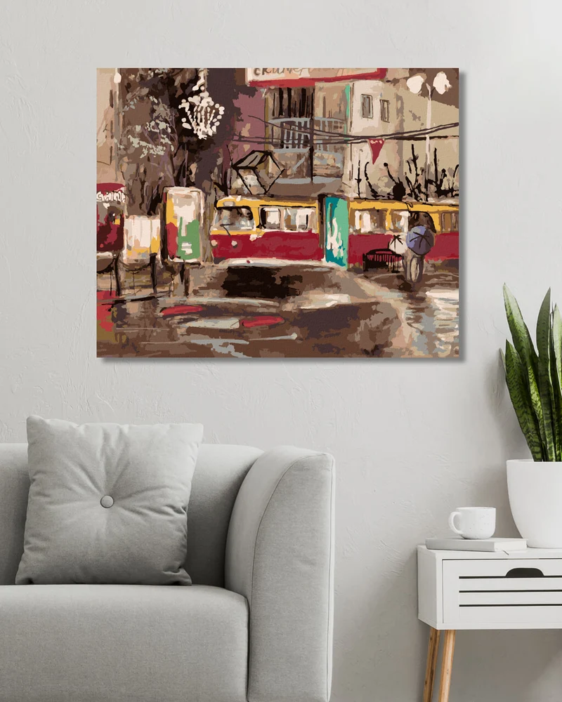 Diamond painting - STRASSENBAHN, DIE BEI NACHT DURCH DIE STADT FÄHRT