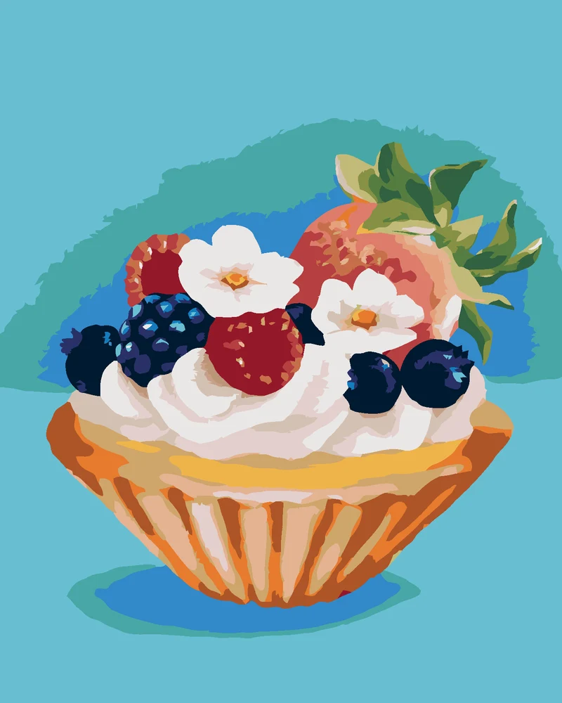 Diamond painting - TÖRTCHEN MIT OBST (MYROSLAVA WOLOSCHUK)