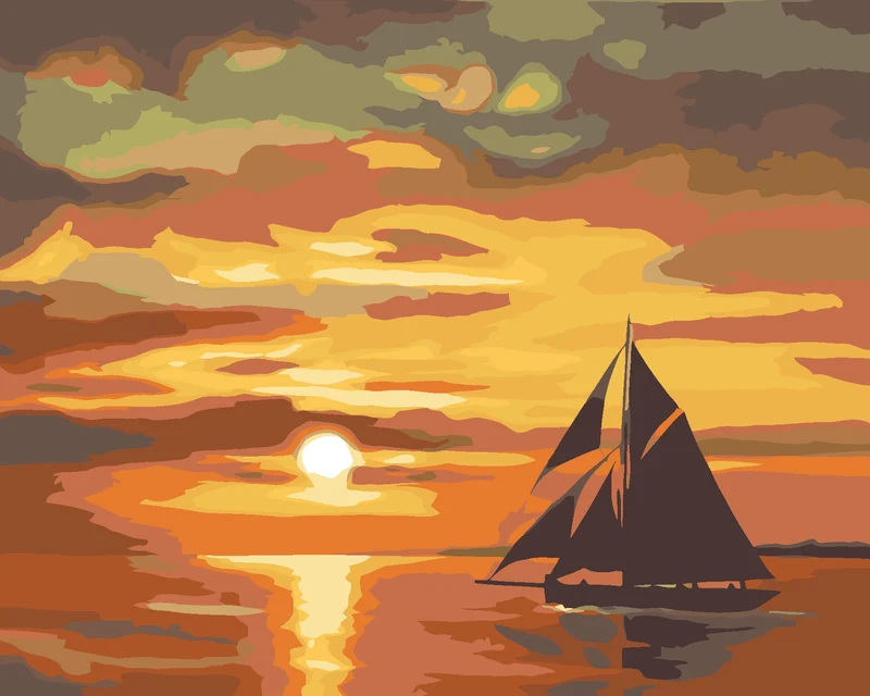 Diamond painting - DUNKLES SEGELSCHIFF IN DER ABENDDÄMMERUNG (D. RUSTY RUST)