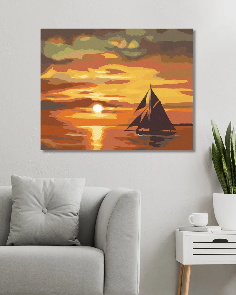 Diamond painting - DUNKLES SEGELSCHIFF IN DER ABENDDÄMMERUNG (D. RUSTY RUST)
