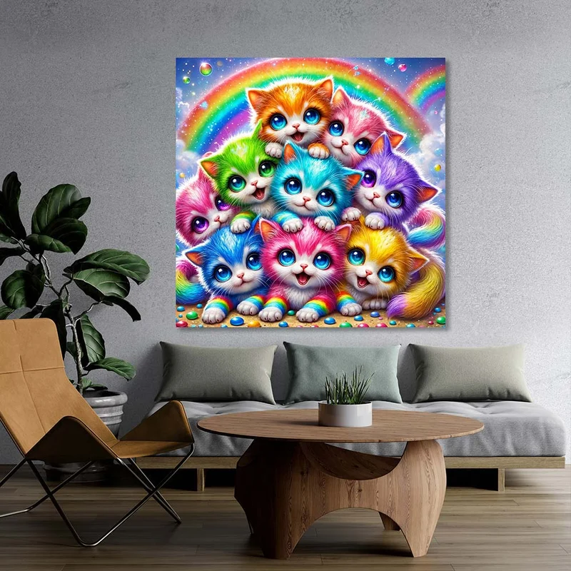 5D Diamond Painting – Rainbow Purrfection