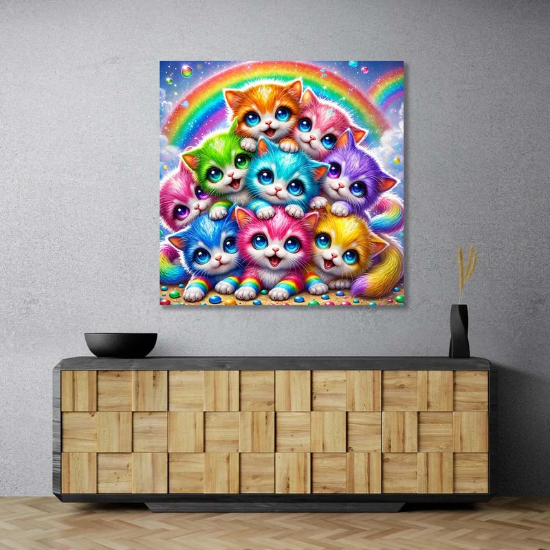 5D Diamond Painting – Rainbow Purrfection