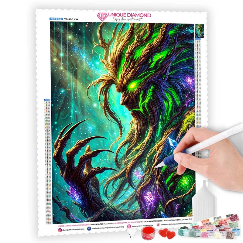 5D Diamond Painting – Kristallwächter der Tiefenwurzeln