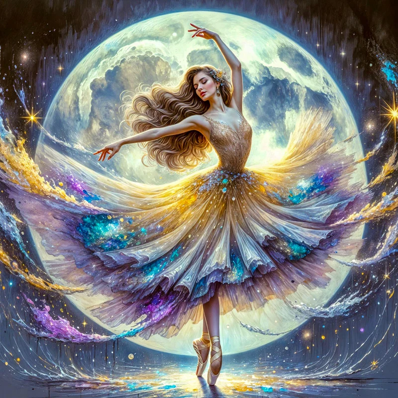 5D Diamond Painting – Tanz im Licht des Mondes