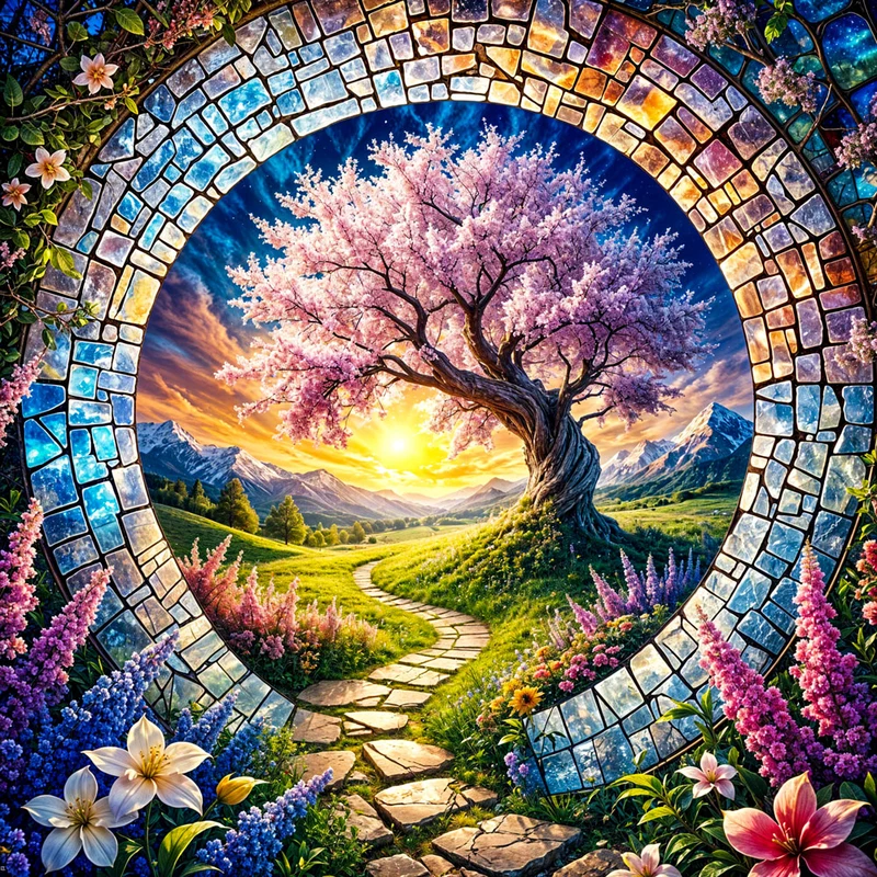 5D Diamond Painting – Tor zur Blütenwelt
