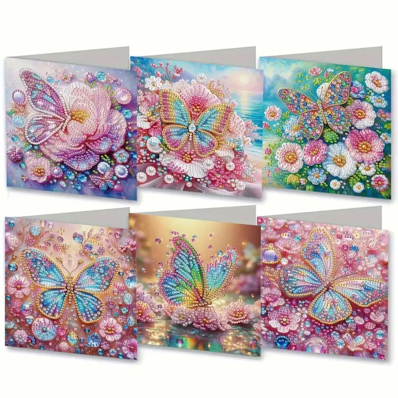 5D Diamond Painting Grußkarten – Glanzvolle Schmetterlingszauber