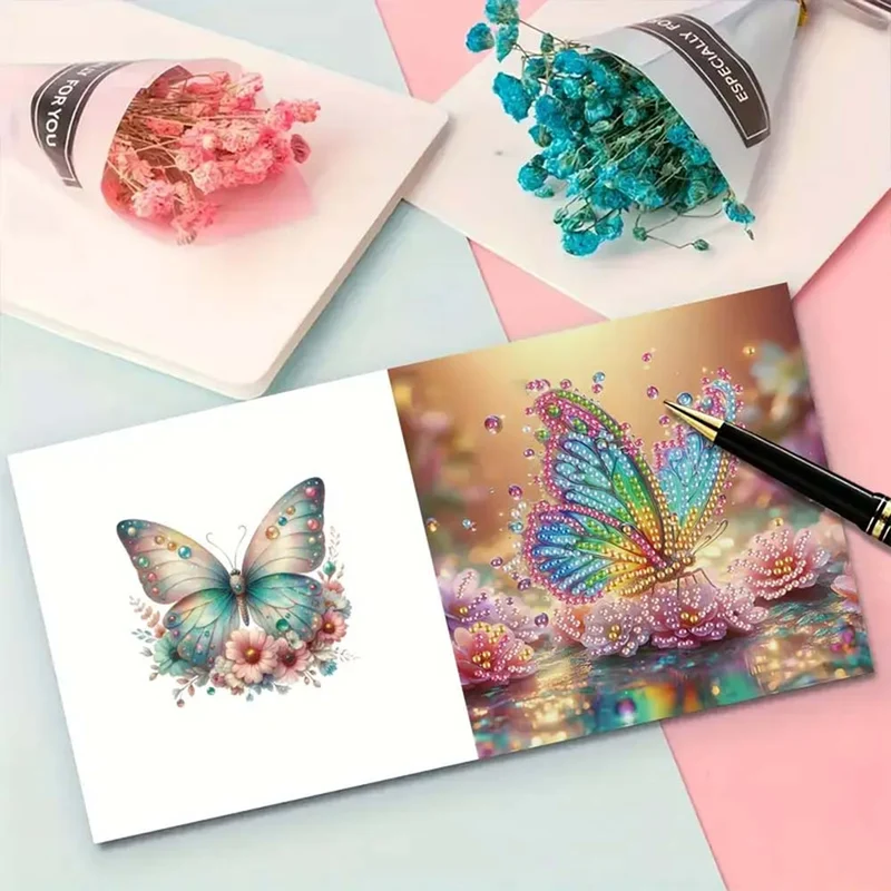 5D Diamond Painting Grußkarten – Glanzvolle Schmetterlingszauber