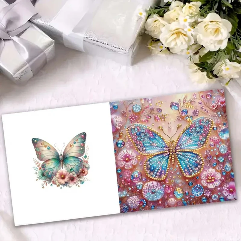 5D Diamond Painting Grußkarten – Glanzvolle Schmetterlingszauber