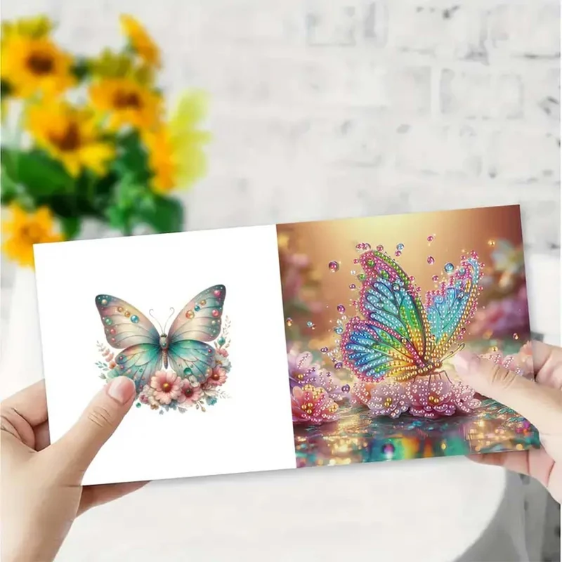 5D Diamond Painting Grußkarten – Glanzvolle Schmetterlingszauber