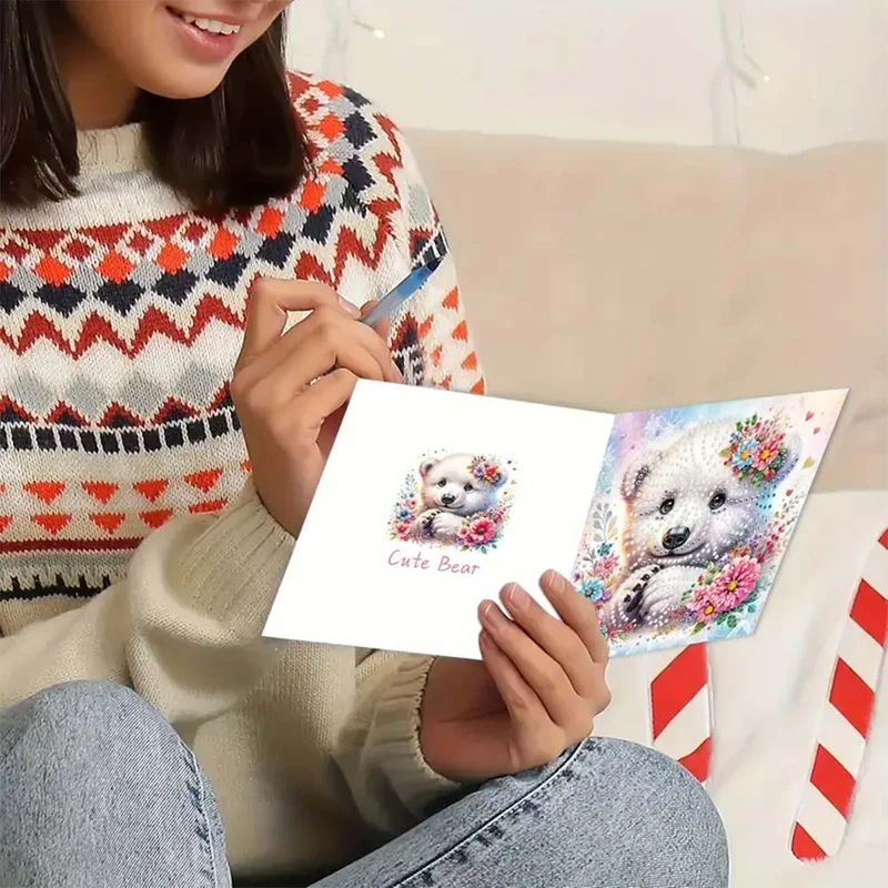 5D Diamond Painting Grußkarten – Kuschelige Eisbären