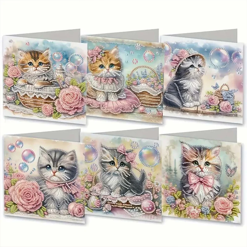 5D Diamond Painting Grußkarten – Kätzchenzauber