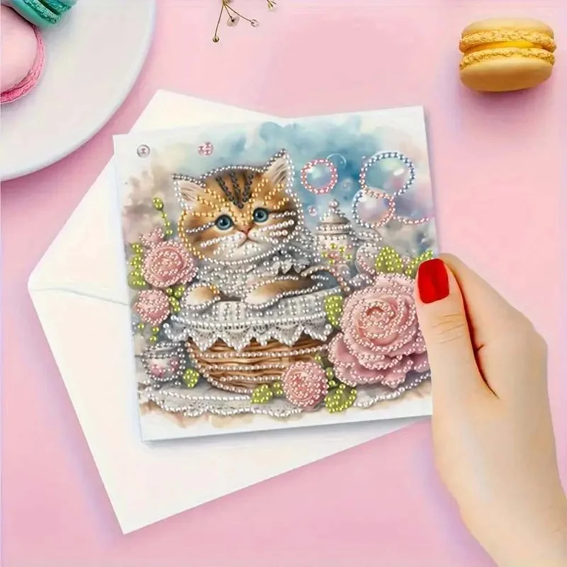 5D Diamond Painting Grußkarten – Kätzchenzauber