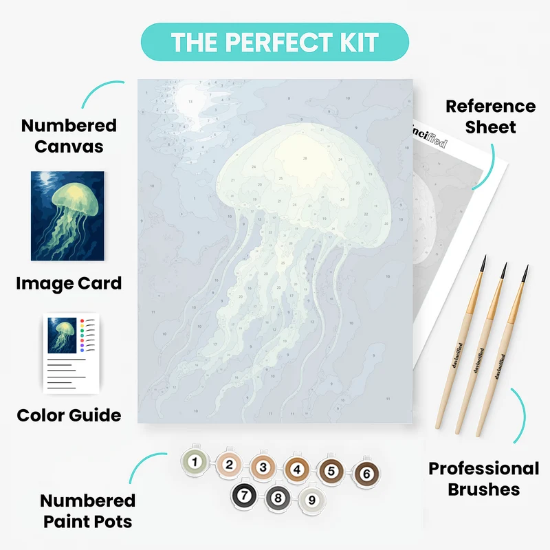 Moonlit Jellyfish Glow - Paint by Numbers Kit
