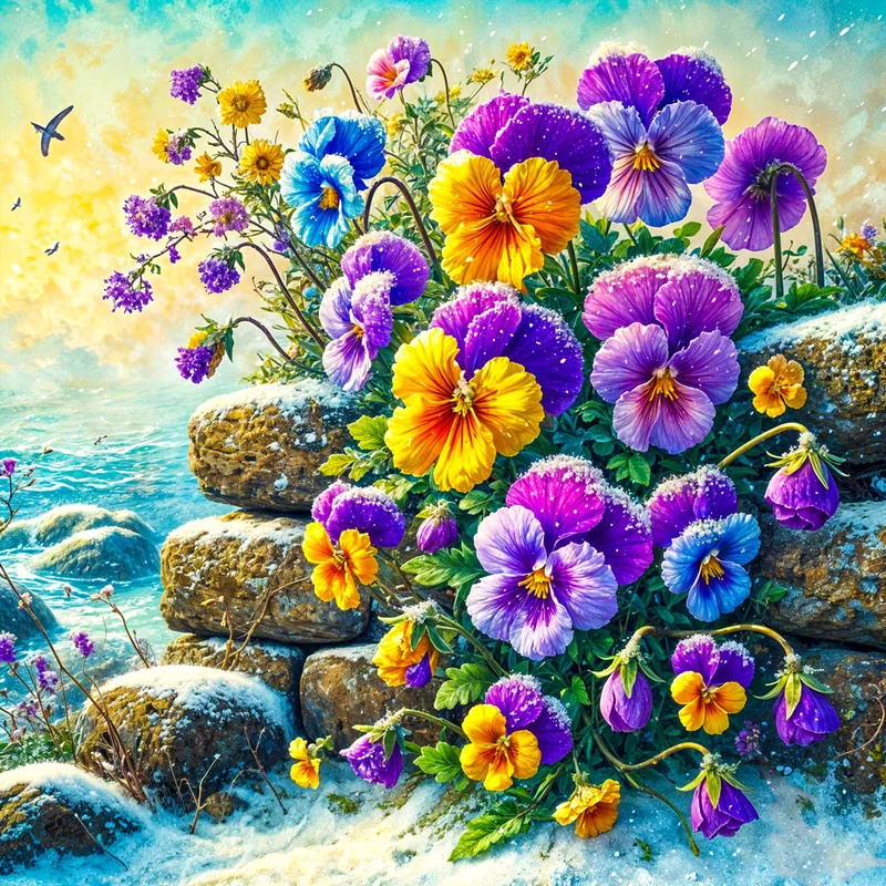 5D Diamond Painting – Eisblüten am Morgenmeer
