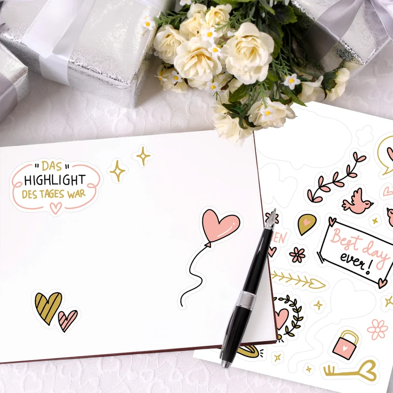 Hochzeitssticker Pink/Gold