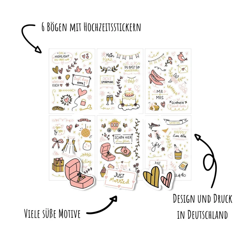 Hochzeitssticker Pink/Gold