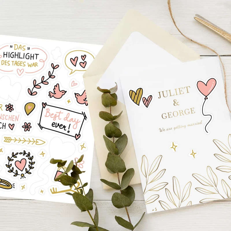 Hochzeitssticker Pink/Gold