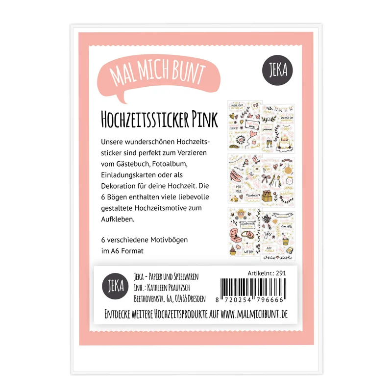 Hochzeitssticker Pink/Gold