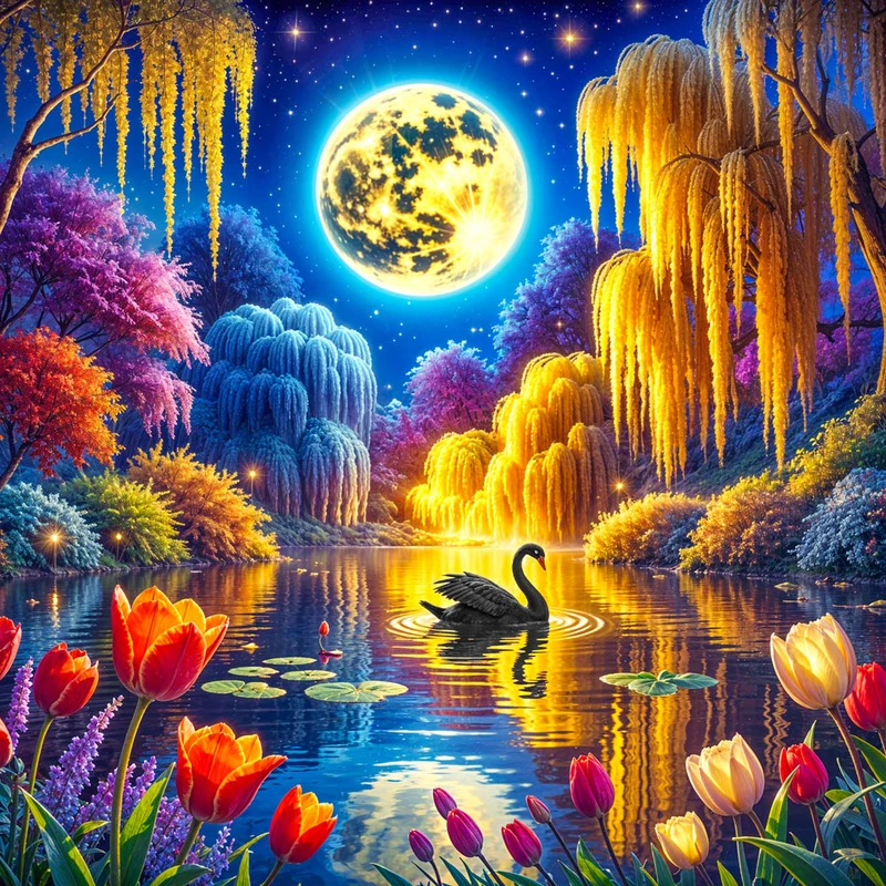 5D Diamond Painting – Nocturne des Schwarzen Schwans