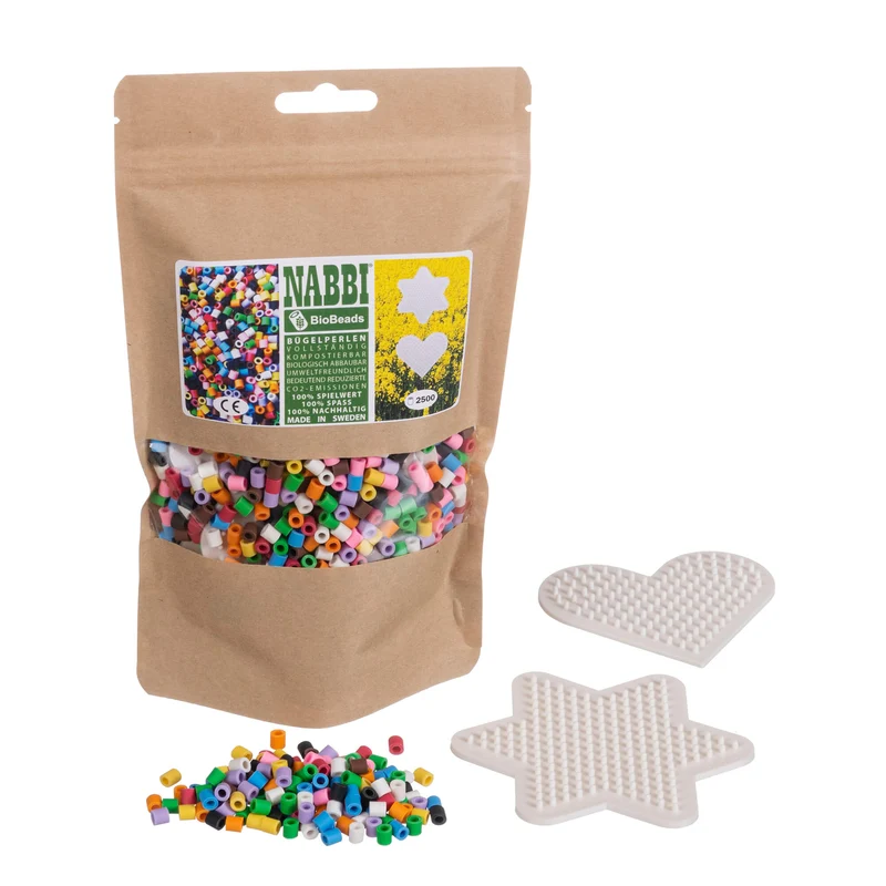 Nabbi Bio Bügelperlen Set 2500 Stück + 2 Platten