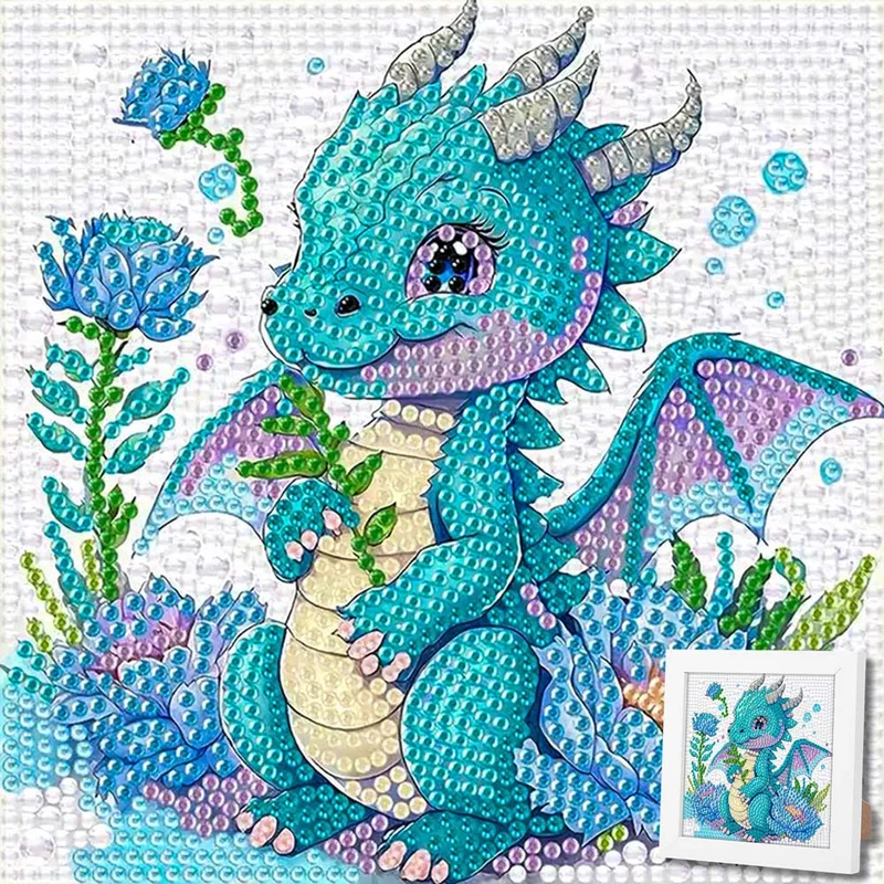 5D Diamond Painting Blüten-Drache Lumi mit Strasssteinchen