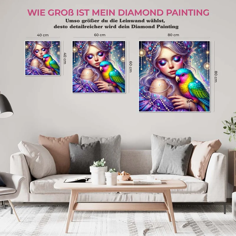 5D Diamond Painting – Sternenelfe mit Regenbogenvogel